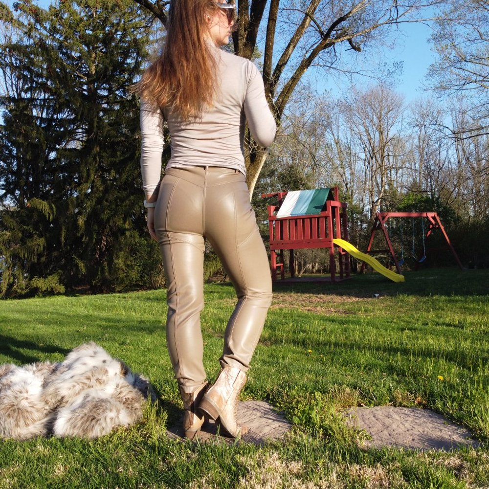 Wilfred Tan Faux Leather Pants Tan